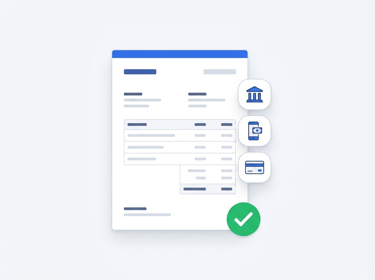 Invoice with payment method options marked as paid